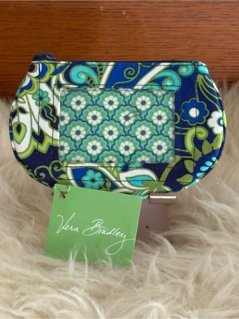 NWT Vera Bradley ‘Rhythm and Blues’ Navy, Green & Teal Paisley ID Coin Pouch
